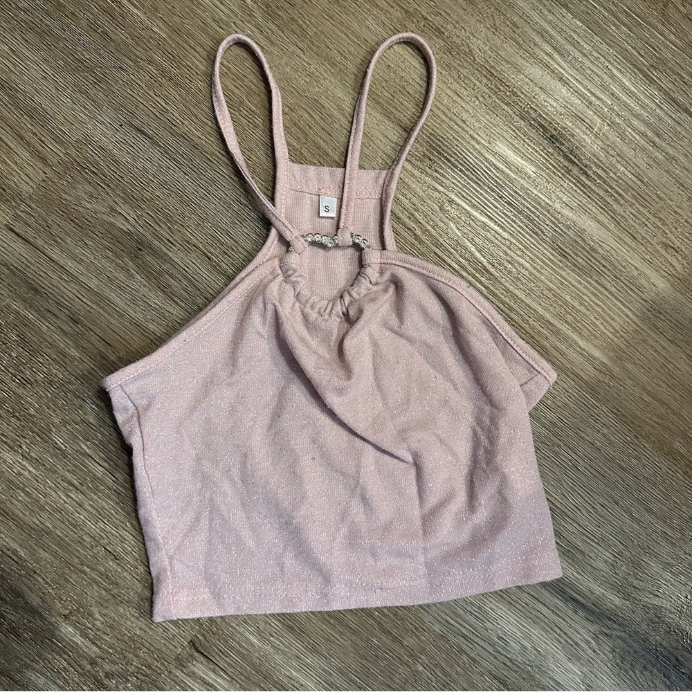 Pink Rhinestone Cropped Tank Top Y2K Coquette Going Out